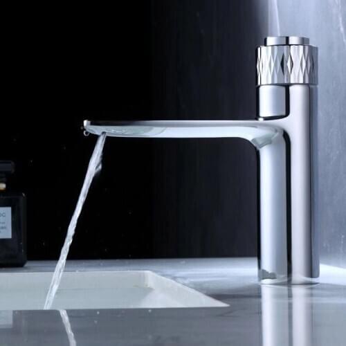 Crystal personality basin faucet handle all copper press undercounter faucet switch rotating cold and hot bath water