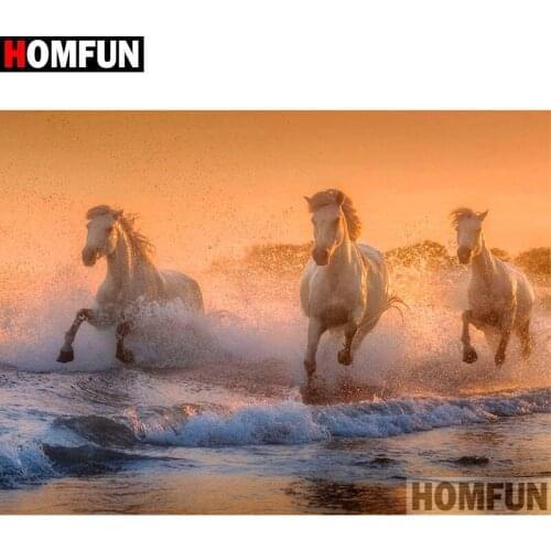 HOMFUN Square/Round Drill 5D DIY Diamond Painting "Animal horse" Embroidery Cross Stitch Full Rhinestone Decor A17388