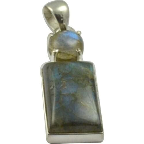 Lovegem Nature Labradorite Pendant 925 Sterling Silver, 40 mm, MHBAP5051