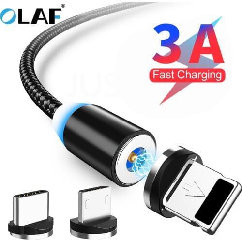 Olaf Magnetic Charger Cable Fast Charging Micro USB Type C Cable For iPhone 11 Samsung S7 Xiaomi Huawei Mobile Phone Magnet Wire