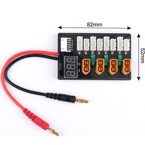 Mini XT60 3-4S LIPO Battery Parallel Charging Board with Fuse Protection Voltage Display for IMAX B6 Balance Charger ISDT Q6