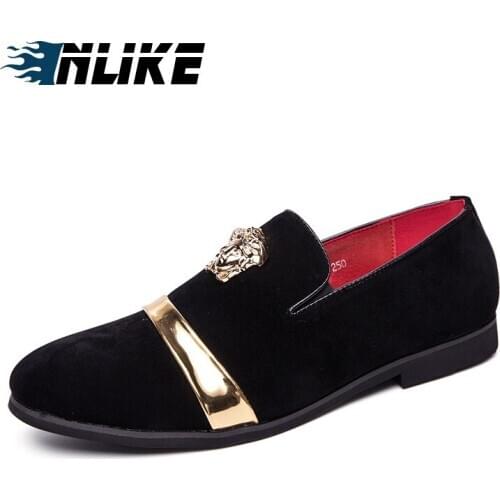 Fashion Pointed Toe Dress Shoes Men Loafers Flock Oxford Shoes for Mens Dress Shoes