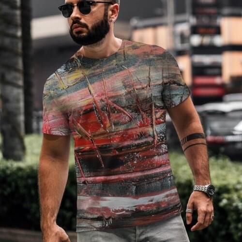 2021 new summer hot sale oversized loose short sleeve full-time hunter 3D printed O-neck mens T-shirt