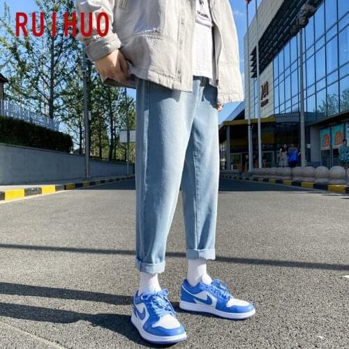 RUIHUO Ankle-Length Blue Jeans For Men 2021 Denim Trousers For Men Jeans Trousers M-2XL Autumn New Arrivals