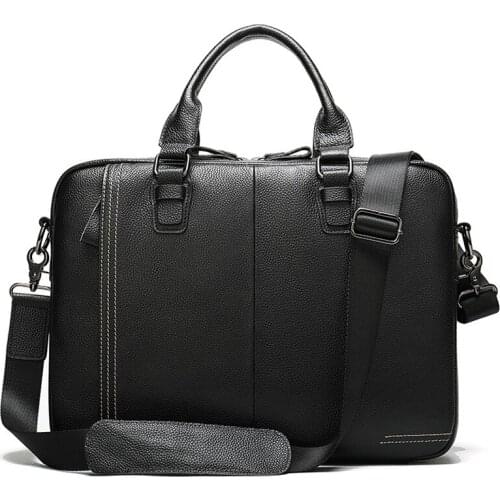 Mens Cow Leather Briefcase Men Genuine Leather 15 inch Laptop Handbag Crossbody Bags Luxury Male Business Office Messenger Bags