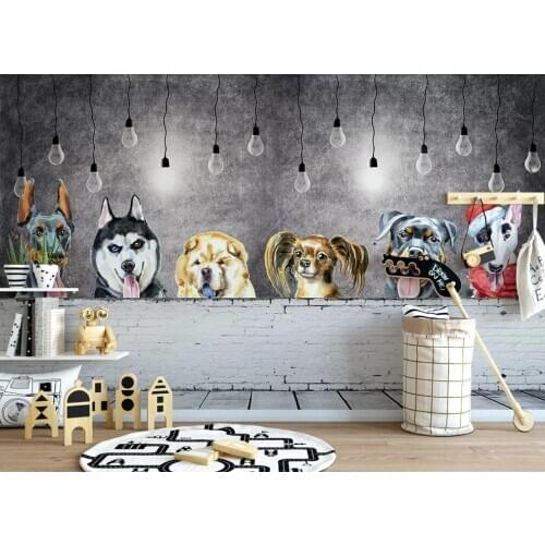 Custom mural wallpaperModern minimalist Nordic cute puppy animal personality childrens room background wall