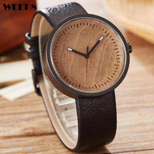Natural Wood Watch for Men Minimalist Simple Style Leather Strap Wooden Male Clock Women Men Unisex Quartz Wrist Watches relogio
