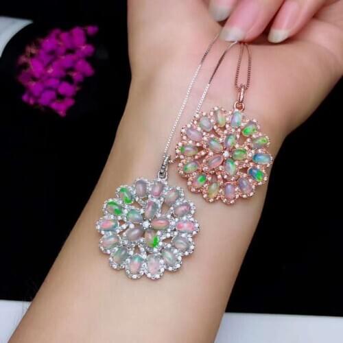 Natural Real Opal pendant Necklace Natural real Opal 925 sterling silver Pendant