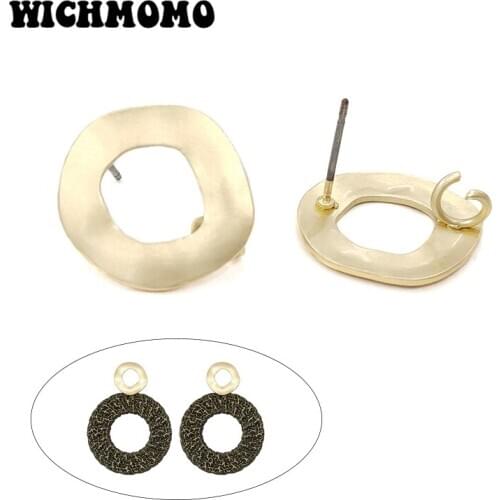 New 18mm 6pieces/bag High Quality Zinc Alloy Matte Gold Hollow Round Earring Base Connectors for DIY Earring Jewelry Accessories
