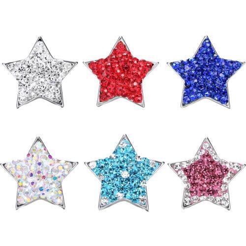 Wholesale 5PCS Pentagram Rhinestone Snap Button Jewelry For Women Diy Accessory Fit Bracelet Bangle Earrings Necklaces LSSN012*5
