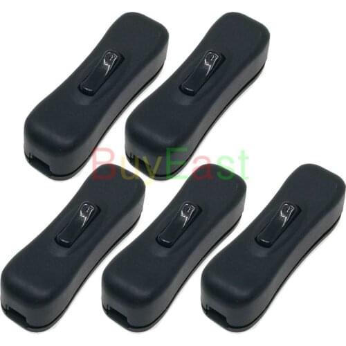 Lot 5) Inline On/Off Desk Light Lamp Cord Switch AC100~250V 2A Black White