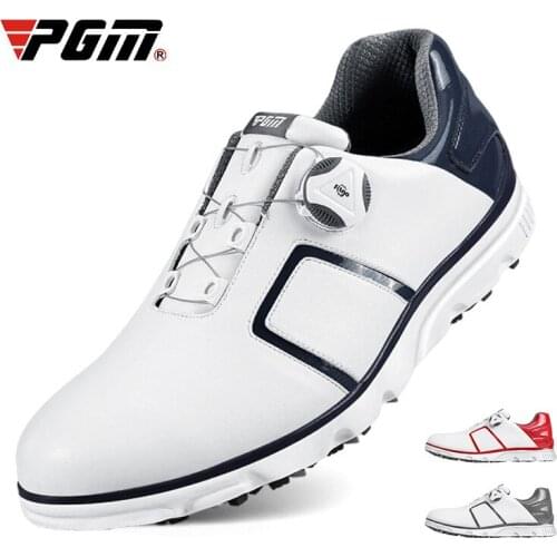 PGM Microfiber Leather Golf Men Shoes Rotating Lace Waterproof Sports Tennis Ball Shoes Anti-Slippage Light Weight Sneakers New