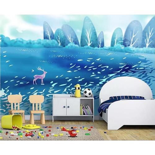 Custom photo wallpaper 3d murals wallpaper for walls 3 d HD beautiful hand-painted deer forest childrens room background wall