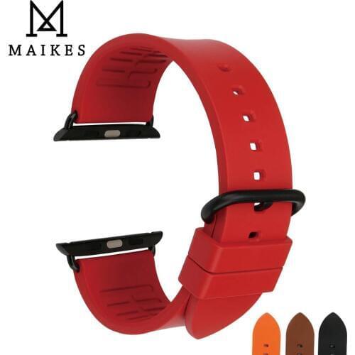 MAIKES Fashion Watch Accessories Sports Fluoro Rubber Watch Strap For Apple Watch Band 44mm 40mm 42mm 38mm iWatch Watchband