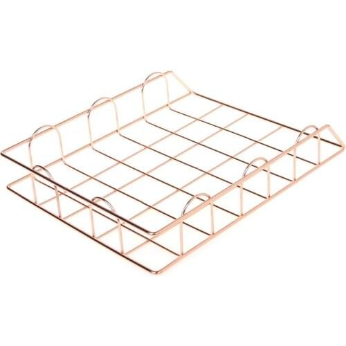 Folding Wrought Iron Letter Magazine Newspaper Holder Storage Rack File Tray for Office Desk Organizer Supplies Y51A