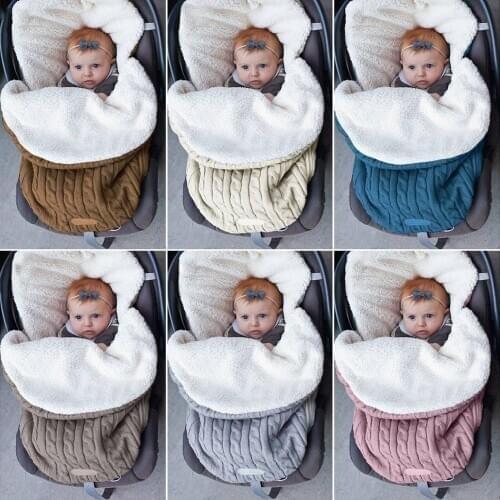 New Thick Baby Swaddle Wrap Knit Envelope Sleeping Bag Newborn Infant Warm Bands Indoor Infant Stroller Sleeping Bag