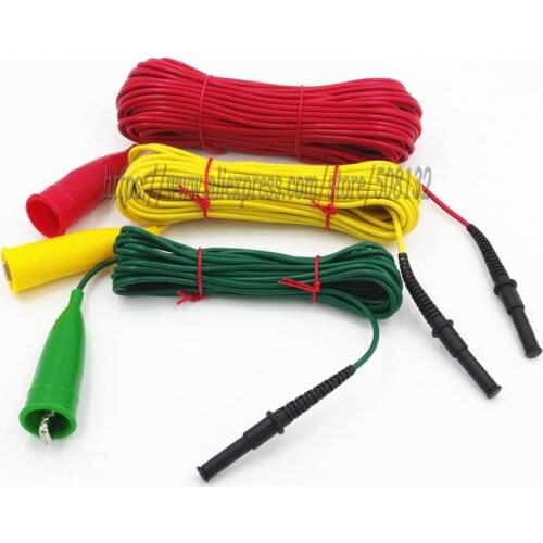 GEO Earth Ground Resistance Tester Meter Test Lead For 4mm Banana plug Red Yellow Green Test Probe