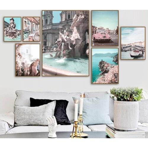 Venice Bridge Trevi Fountain Canvas Painting Nordic Posters and Prints Amalfi Coast Wall Art Pictures for Living Room Home Decor