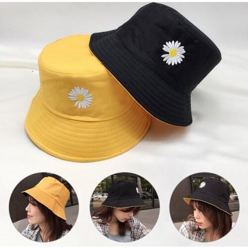 Spring Women Bucket Fishing Hats Sunscreen Sun Cap Little Daisies Double-Sided Wear Spring Lady Fisherman Hat Spring Women Hat