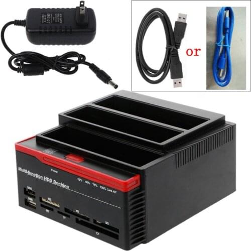 USB3.0 To SATA IDE External 2.5"/3.5" HDD Hard Drive Docking Station Card Reader 32CB