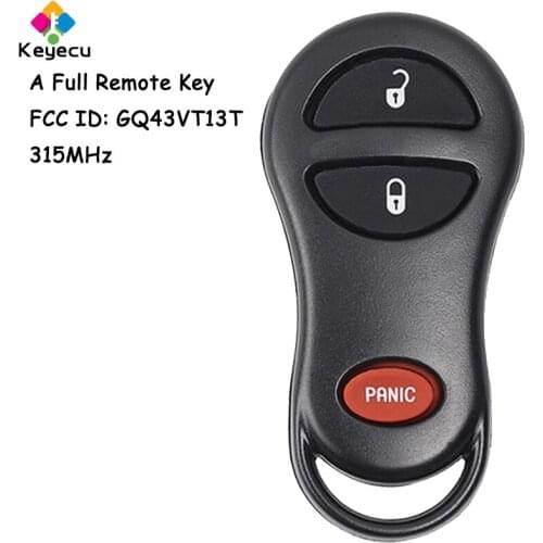 KEYECU Replacement Remote Control Car Key With 3 Buttons & 315MHz - FOB for Chrysler PT Cruiser 2001-2005 FCC ID: GQ43VT13T