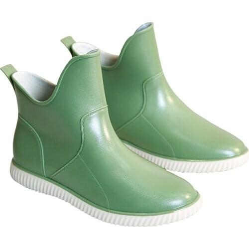 Ankle Rain Boots Women Waterproof Water Shoes Ankle PVC Rainboots New Female Fashion Rubber Boots Shoes Slip-On Fishing galoshes