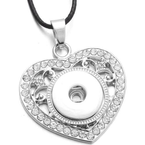 Snap Jewelry Vintage Crystal Love Heart Snap Button Necklace Choker Collar 18mm Snap Buttons Valentines Day Gifts