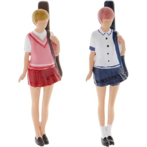 1:64 Painted Figures for Model Trains S scale girl with guitar people for miniature scenes New