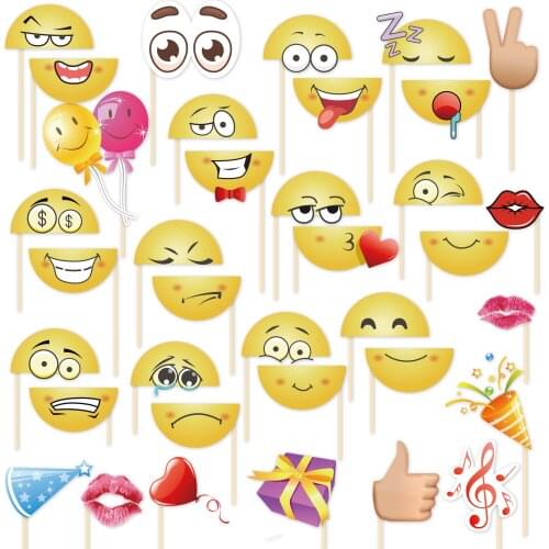 36pcs Baby Shower Funy Face Expression Party Photobooth Props DIY Party Decorations Kids Birthday Party Supplies