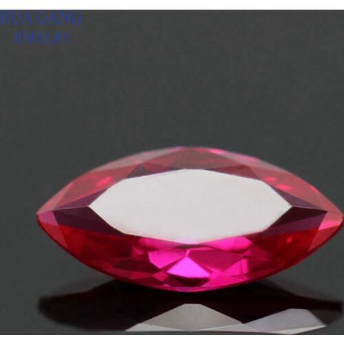 5# Rose Red Marquise Shape Brilliant Cut Synthetic Corundum Stone For Jewelry Size 1.5x3-10x20mm Free Shipping