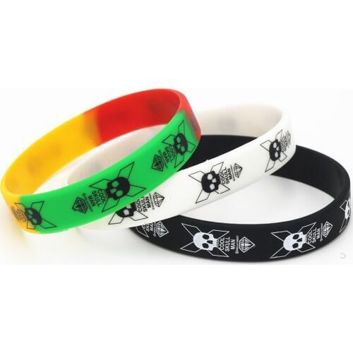 50PCS Cool Skull Silicone Wristband Black White Color Sports Skeleton Rubber Bracelets&Bangles Jewelry Gifts Wholesale SH126