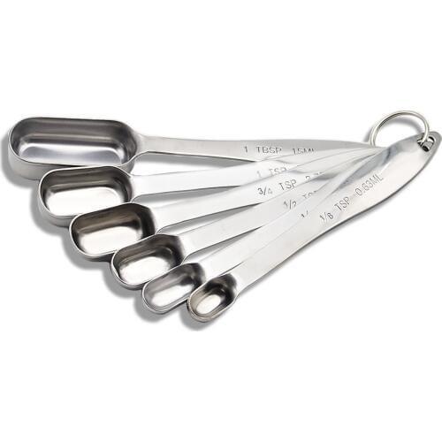 6 Pcs/Set Stainless Steel Measuring Spoon Set Coffee Ingredients Cooking Baking Seasoning Tools Kitchen Accessories