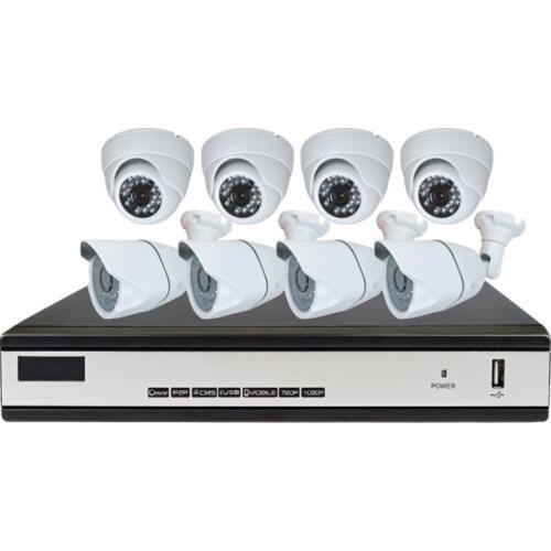 8CH CCTV System 1080N HDMI DVR 4PCS 1080P Outdoor Camera 4PCS Indoor Camera