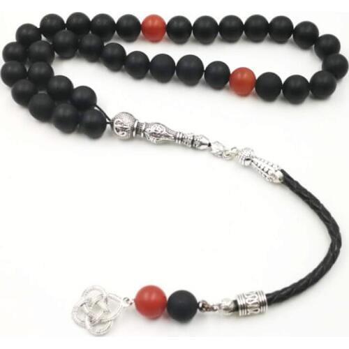Black Frosted Agates Leather tassel Tasbih Everything is new bracelets on hand accessories prayer 33 66 99beads Mans Jewelry