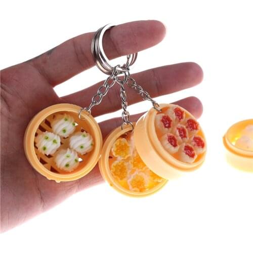 Simulation Food Key Chains Noodle Creative Keychain Chinese Steamed Bun Dumpling Mini Steamer Bag Pendant Keyring