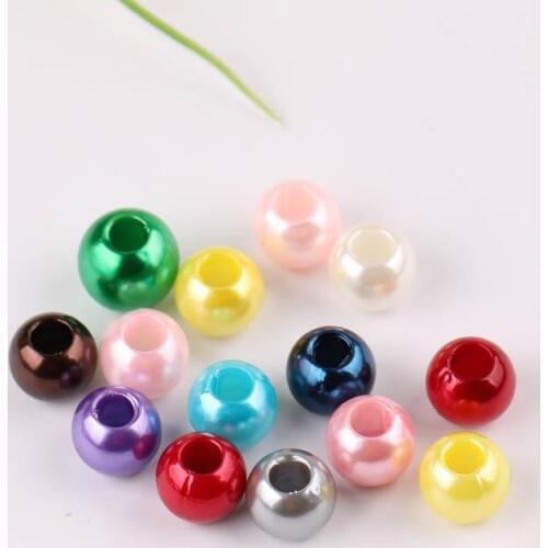 Mixed color big hole Round Beads ABS Imitation Pearls Beads Making jewelry 10*12mm/50pcs hole size:4.5mm for handmade necklace