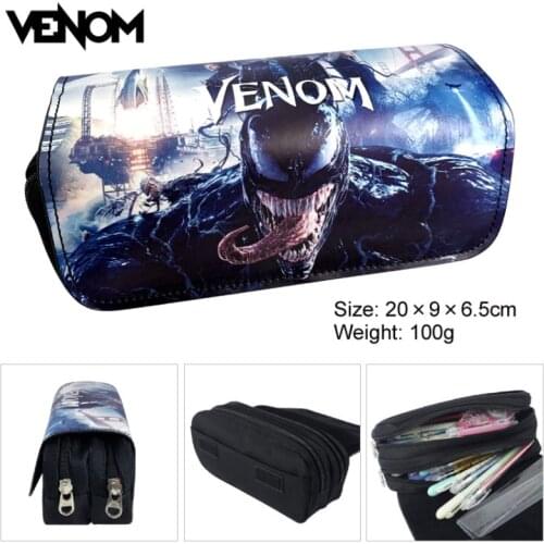Marvel Movie Venom Surrounding Students Large-capacity Double-layer Zipper Pencil Case Wallet Student Supplies Study Stationery