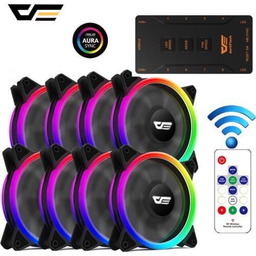DarkFlash Aurora DR12 Pro Computer PC Case Fan 120mm RGB LED Case Fan ASUS Aura Sync Cooler Cooling Quiet Adjust Cases Fans