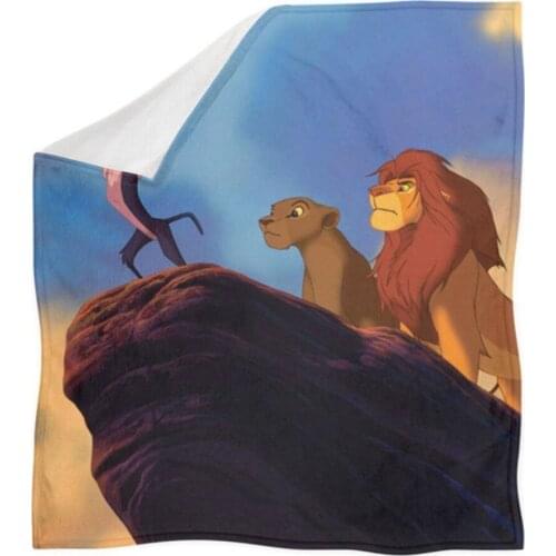 Disney Childrens Animation Lion King Simba 3D Blanket Wool Cartoon Children Art Print Comfort Warm Blanket Animal Blanket