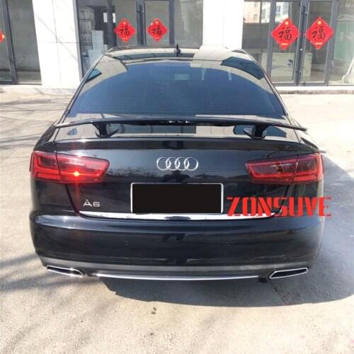 Use For Audi A6 C7 Spoiler ABS Plastic Carbon Fiber Look Rear Trunk Wing Body Kit Accessories