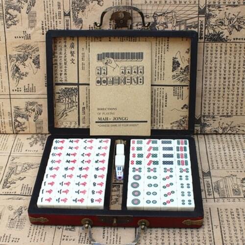 Chinese Numbered Mahjong 144 Tiles Mah-Jong Set Portable Chinese Toy with Box Fiber board for fun Outdoor Camping Fun