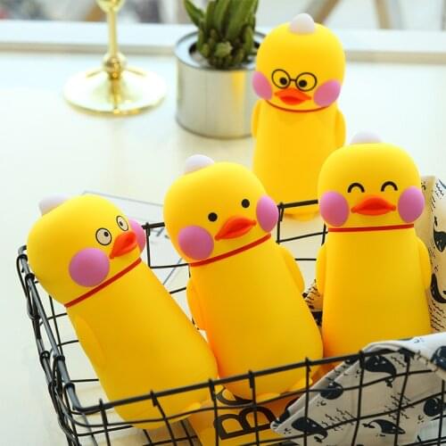 Creative Yellow Duck Portable Rope Student Double-layer Glass Insulated Water Cup Gift Cup Girl Heart Ins Wind