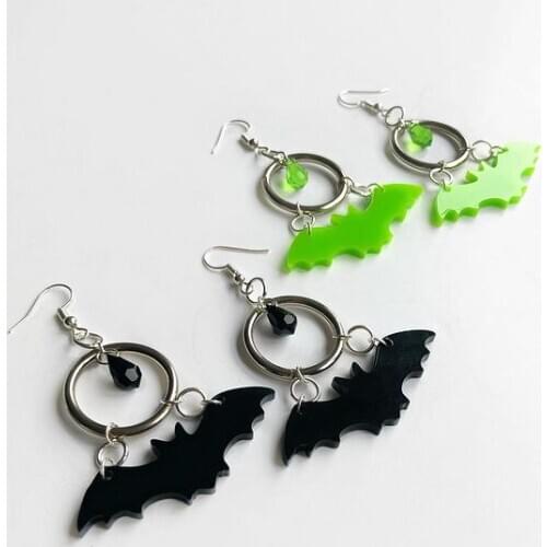 CRYSTAL BAT Earrings,Witch, Pagan, Alternative, Gothic