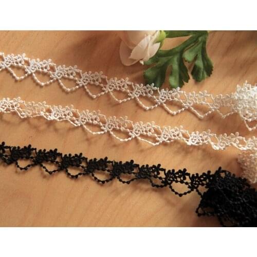 5Yds/lot Black and white beige water-soluble silk embroidery lace clothing trimming lace accessories width 1.5cm Z558