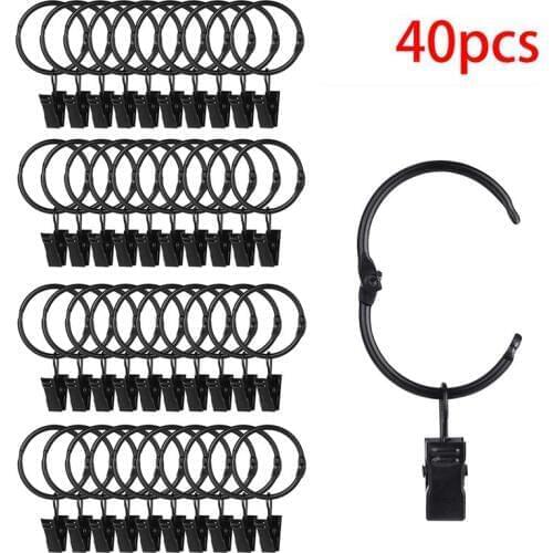 Metal Curtain Rods Openable Curtain Rings Clips Heavy Duty Rustproof Vintage Decorative Drapery Eyelet Curtain Rod Hangers Rings
