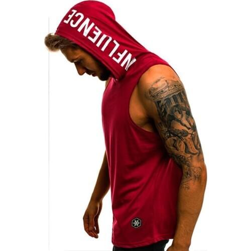 Fashion Summer Mens Sleeveless Hoodie T-Shirts Muscle Sweatshirt Cool Hoody Tops GYM Sport Slim Fitness Hooded Sportswer Tees