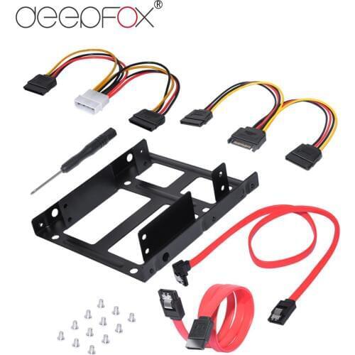 DeepFox SSD Mounting Bracket 2.5 to 3.5 inch SSD Mounting Kit with SATA Cable and Power Cable