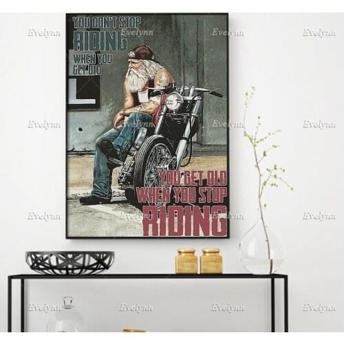 Motorcycle Racer Rider Biker You Don't Stop Riding When You Get Old Poster Wall Art Prints Home Decor Canvas Gift Floating Frame