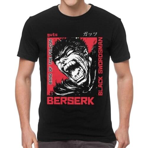 Furious Gattsu Berserk T-shirt Men Harajuku T Shirt Short Sleeve 100% Cotton Byronic Hero Guts Tshirt Cool Tee Top
