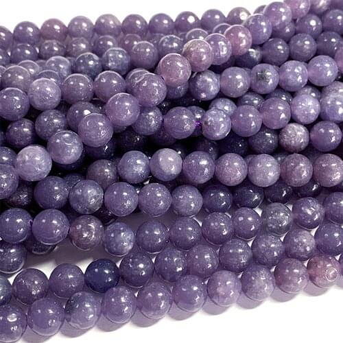 Veemake Natural Genuine Violet Purple Lepidolite Round Loose Gemstone Beads For Jewelry Making DIY Necklaces Bracelets 07054